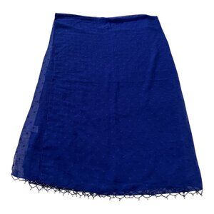 Vintage Blue Sheer Dot Beaded Scarf Wrap 60 x 40 Made in India